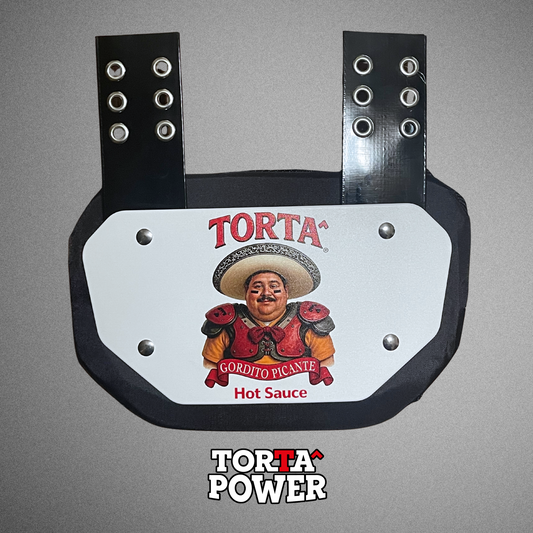 Torta Power Gordito Picante Hot Sauce Youth Football Backplate