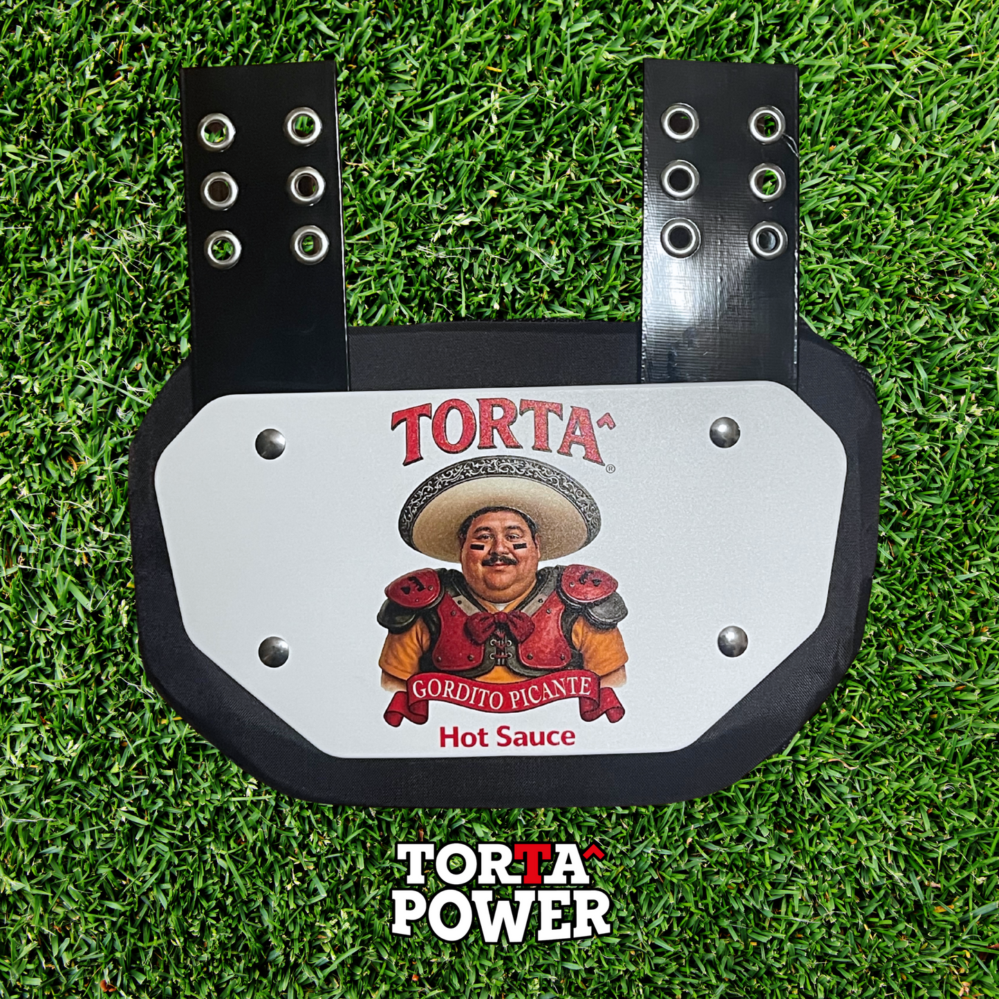 Torta Power Gordito Picante Hot Sauce Youth Football Backplate